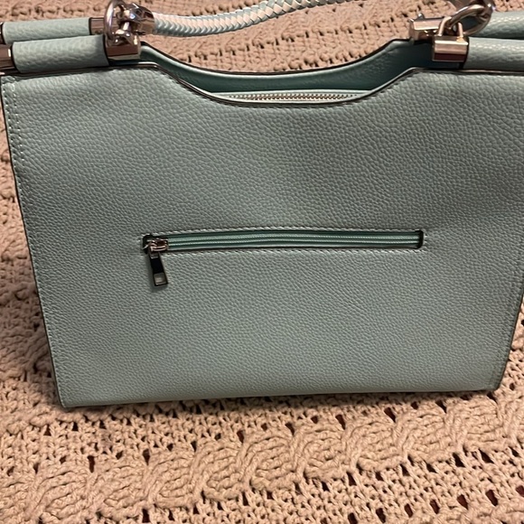 Carolyn Tucker collections seafoam blue with braided handles zipper‎ bag tote. - Picture 9 of 14